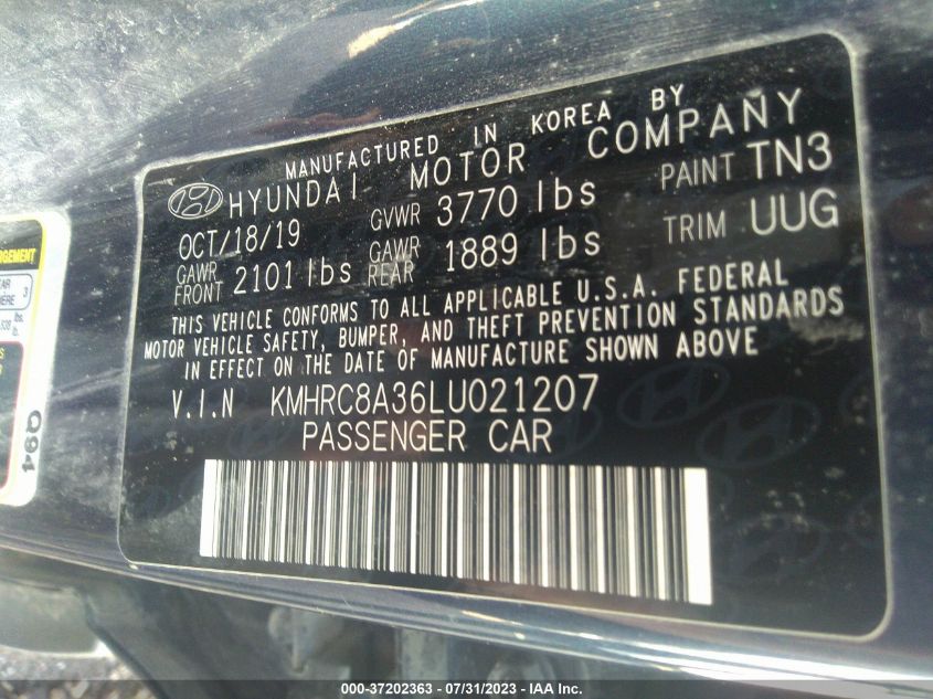2020 HYUNDAI VENUE SEL/DENIM - KMHRC8A36LU021207