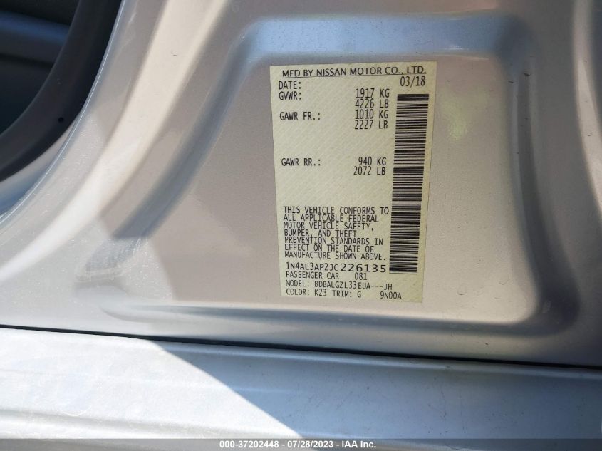 2018 NISSAN ALTIMA 2.5 S - 1N4AL3AP2JC226135