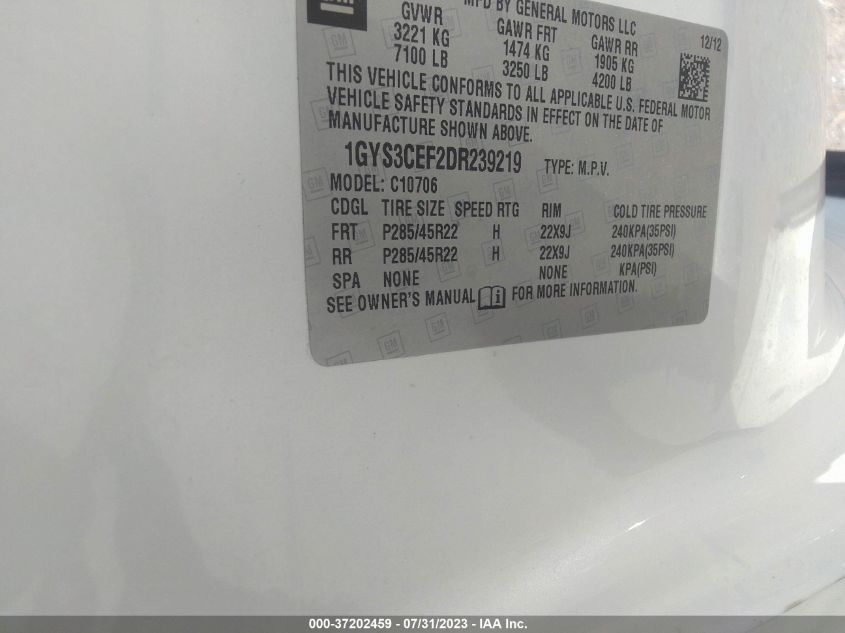 2013 CADILLAC ESCALADE PREMIUM - 1GYS3CEF2DR239219