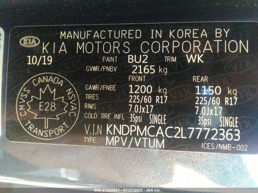 2020 KIA SPORTAGE LX - KNDPMCAC2L7772363