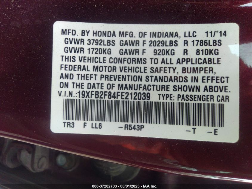 2015 HONDA CIVIC SEDAN EX - 19XFB2F84FE212039