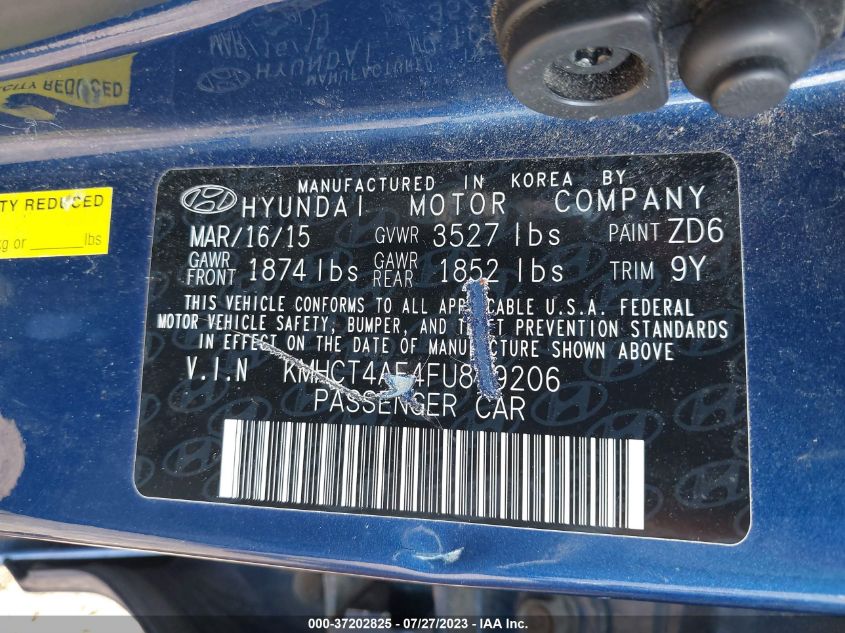 2015 HYUNDAI ACCENT GLS - KMHCT4AE4FU899206