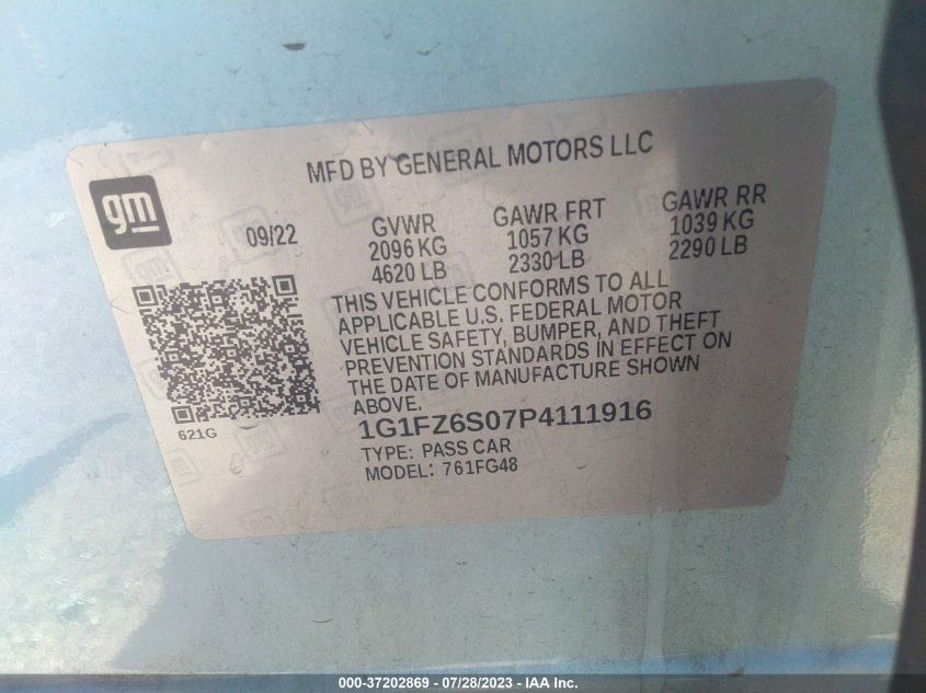 2023 CHEVROLET BOLT EUV PREMIER 1G1FZ6S07P4111916