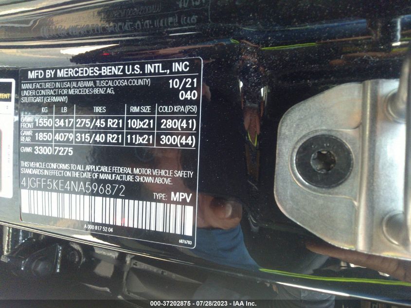 2022 MERCEDES-BENZ GLS GLS 450 - 4JGFF5KE4NA596872
