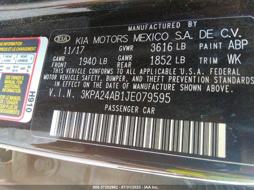 2018 KIA RIO LX - 3KPA24AB1JE079595