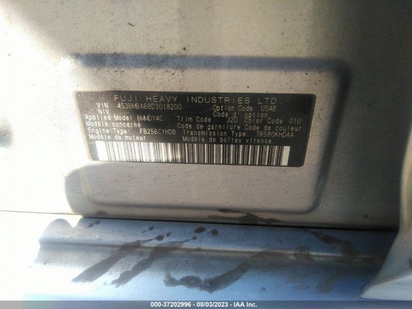 2013 SUBARU LEGACY 2.5I - 4S3BMBA68D3018200