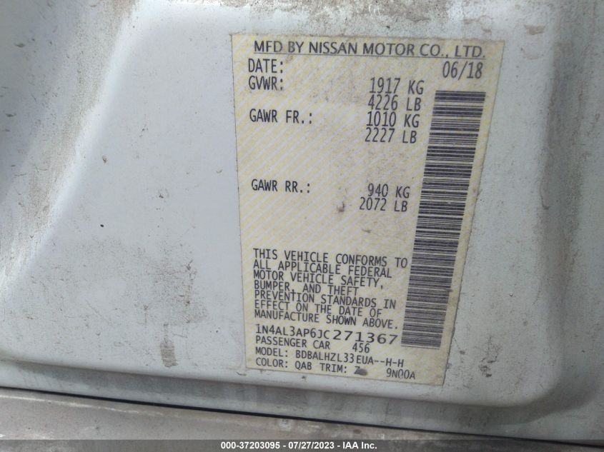2018 NISSAN ALTIMA 2.5 SR - 1N4AL3AP6JC271367