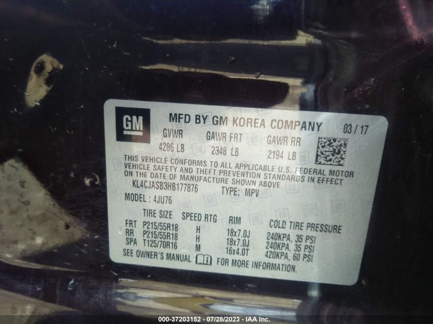 2017 BUICK ENCORE PREFERRED - KL4CJASB3HB177876