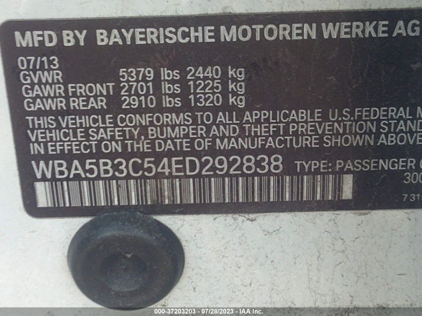 2014 BMW 5 SERIES 535I XDRIVE - WBA5B3C54ED292838