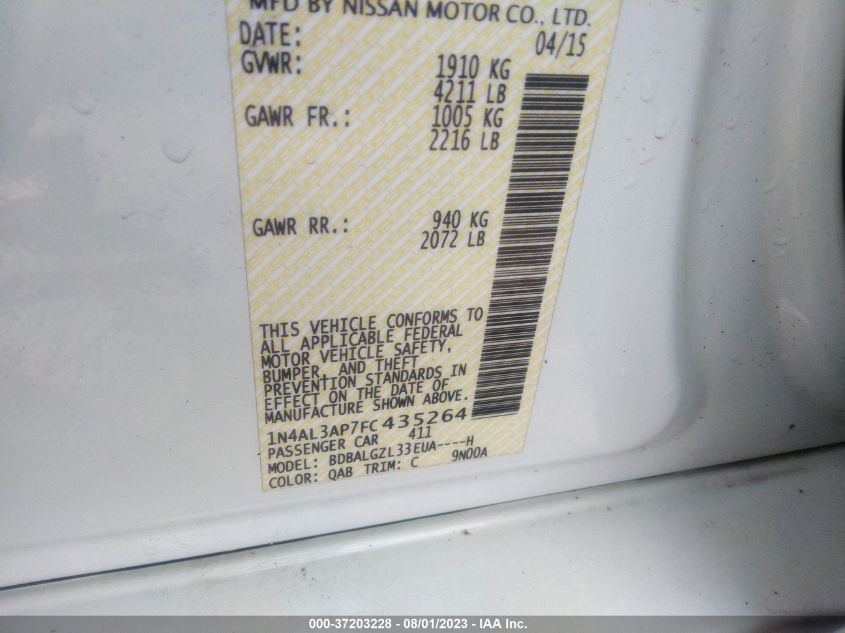 2015 NISSAN ALTIMA 2.5 S - 1N4AL3AP7FC435264