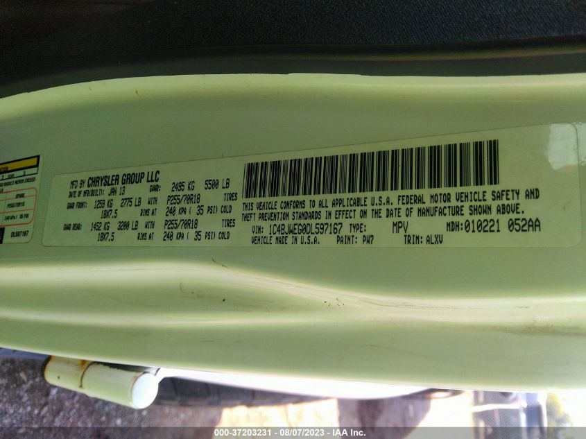 2013 JEEP WRANGLER UNLIMITED SAHARA - 1C4BJWEG0DL597167