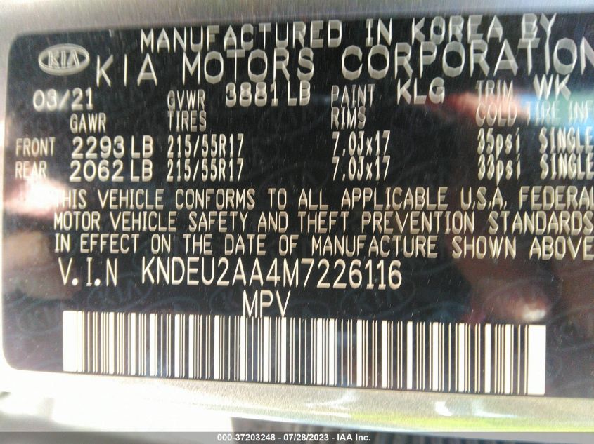 2021 KIA SELTOS S - KNDEU2AA4M7226116
