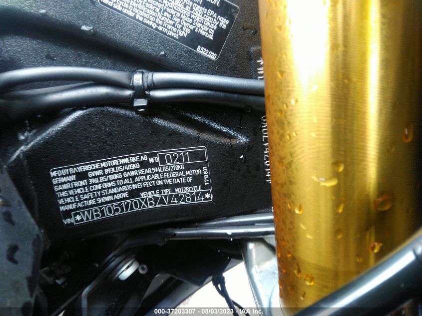 2011 BMW S 1000 RR - WB105170XBZV42814