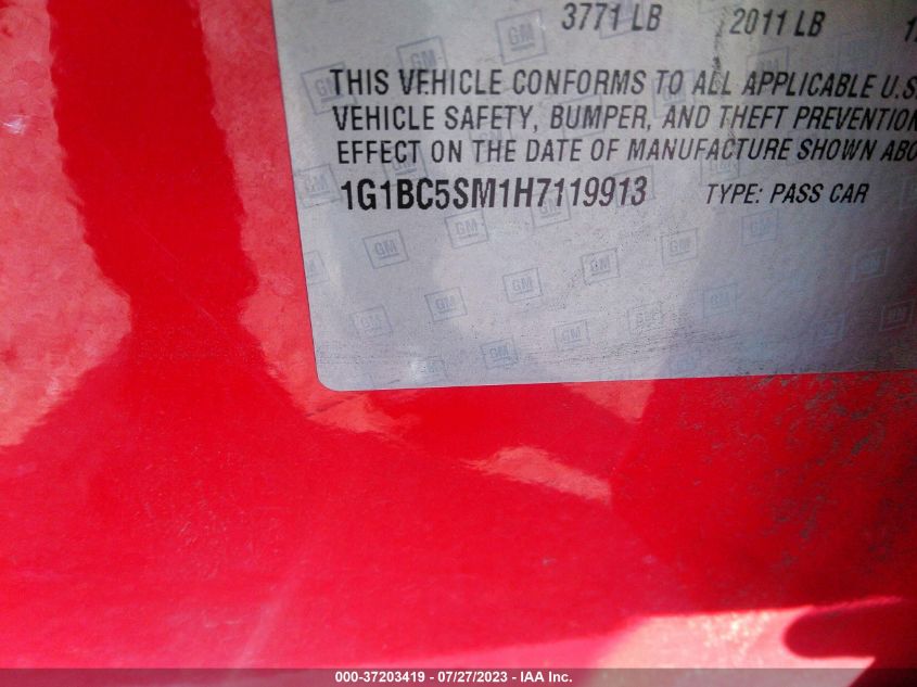 2017 CHEVROLET CRUZE LS - 1G1BC5SM1H7119913