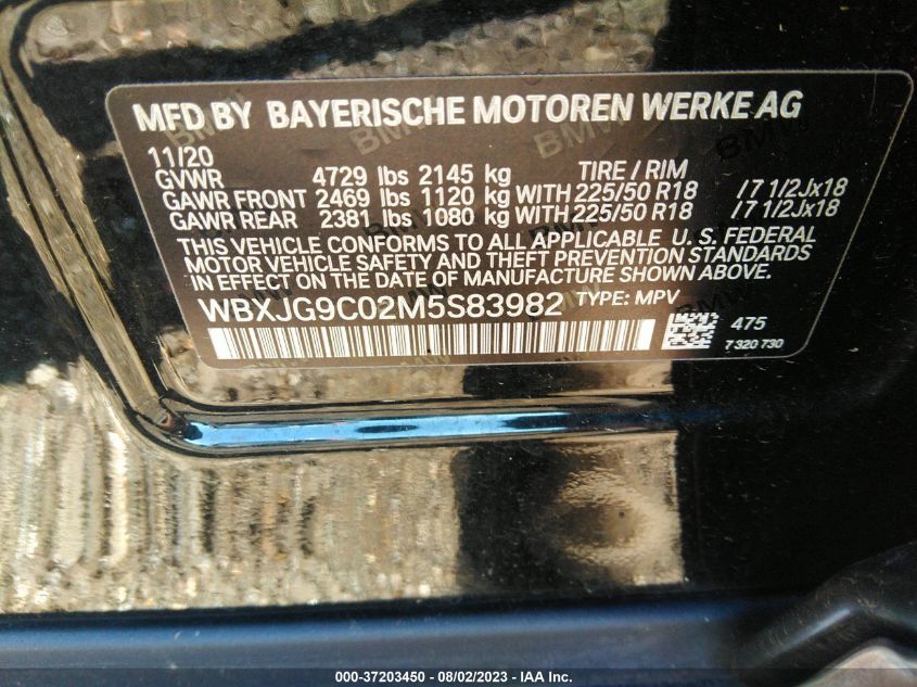 2021 BMW X1 XDRIVE28I - WBXJG9C02M5S83982