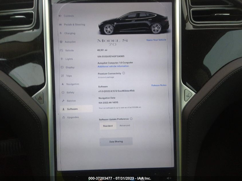 2016 TESLA MODEL S 70 KWH - 5YJSA1E14GF124085