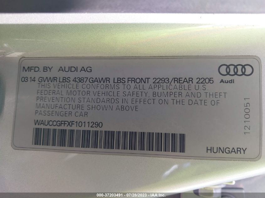 2015 AUDI A3 1.8T PREMIUM PLUS - WAUCCGFFXF1011290