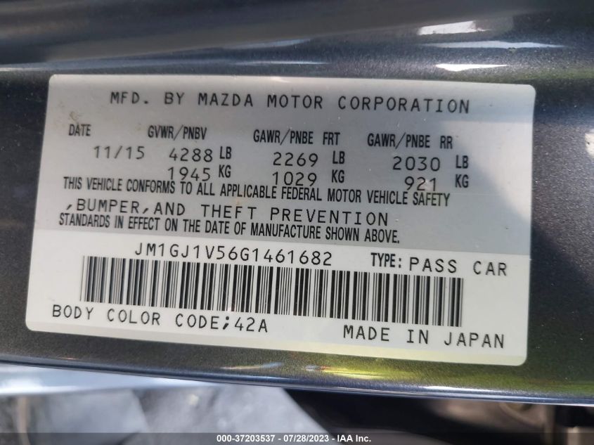 2016 MAZDA MAZDA6 I TOURING - JM1GJ1V56G1461682