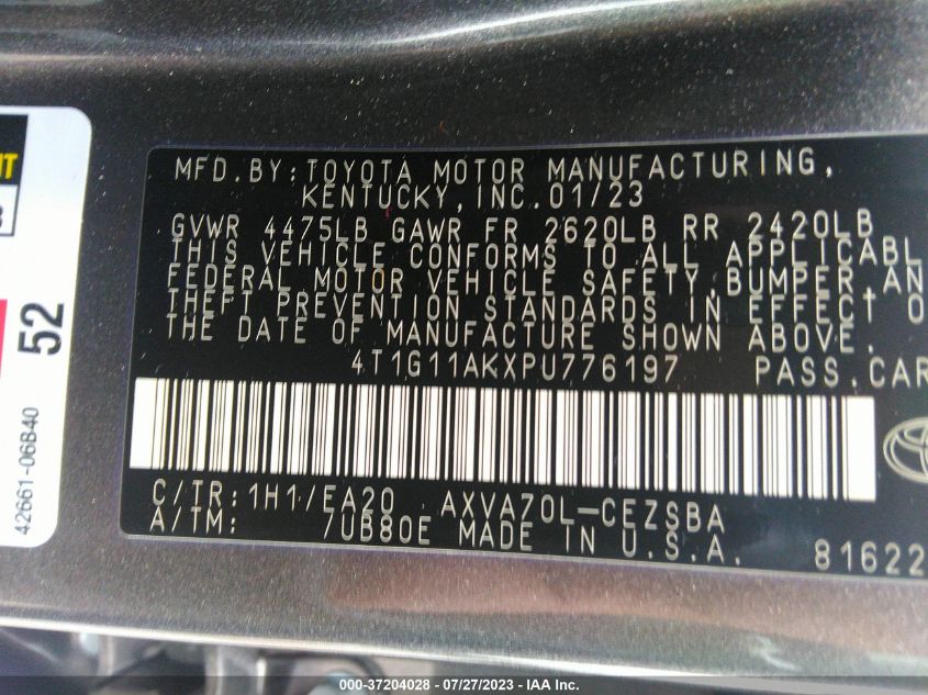 2023 TOYOTA CAMRY SE/SE NIGHTSHADE - 4T1G11AKXPU776197