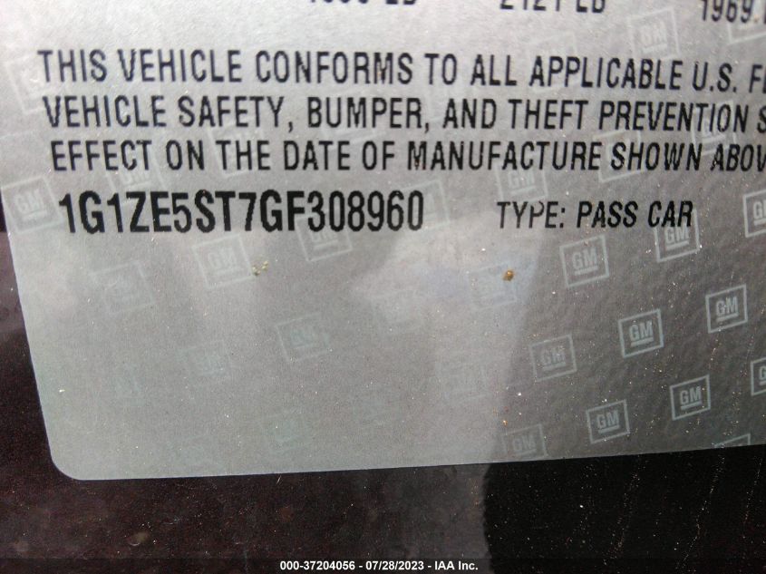 2016 CHEVROLET MALIBU LT - 1G1ZE5ST7GF308960