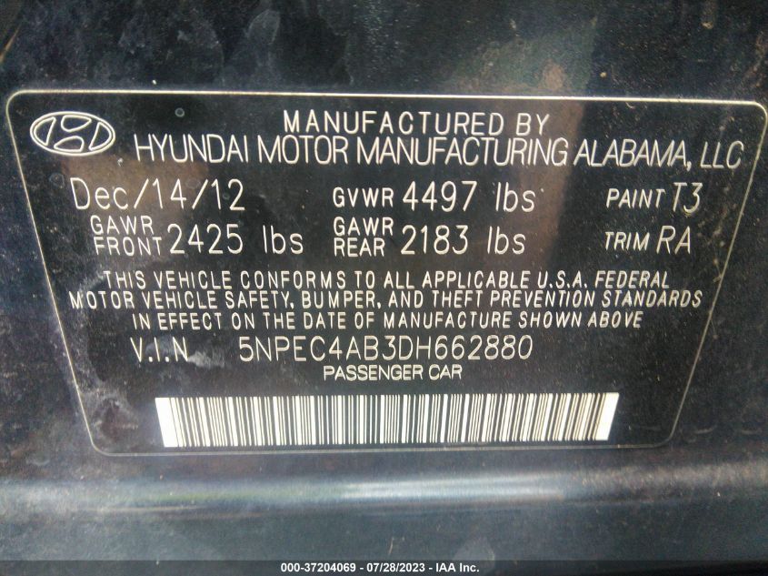 2013 HYUNDAI SONATA LIMITED - 5NPEC4AB3DH662880