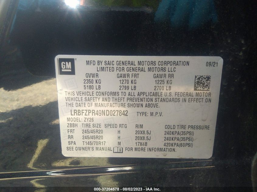 2022 BUICK ENVISION ESSENCE - LRBFZPR49ND027842