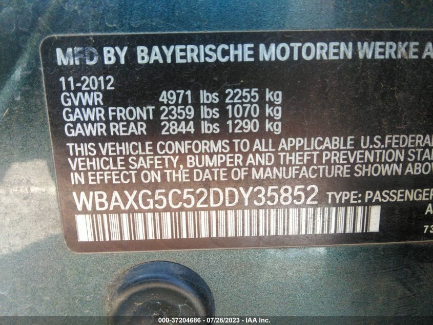 2013 BMW 5 SERIES 528I - WBAXG5C52DDY35852