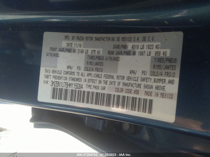 2017 MAZDA MAZDA3 SPORT - 3MZBN1U76HM115084