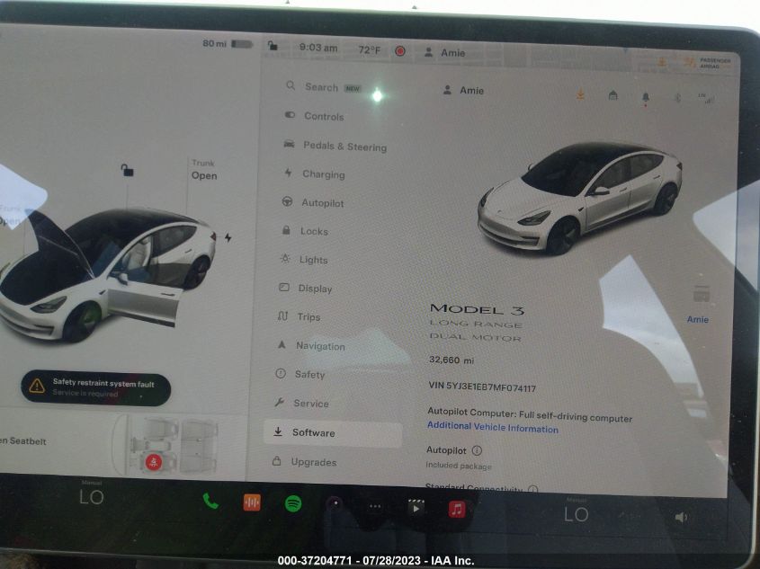 2021 TESLA MODEL 3 - 5YJ3E1EB7MF074117