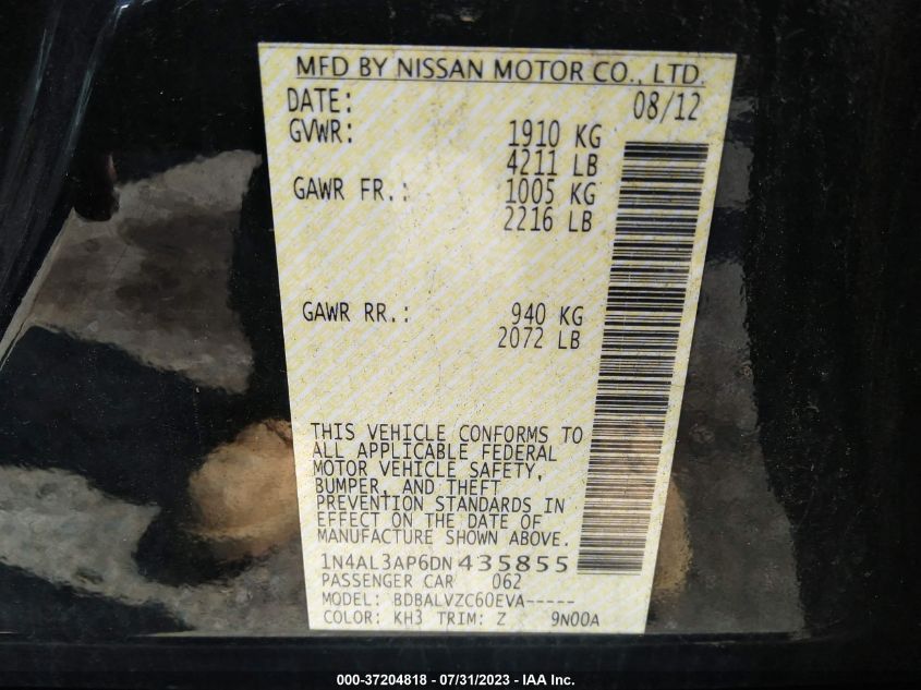2013 NISSAN ALTIMA 2.5/S/SV/SL - 1N4AL3AP6DN435855