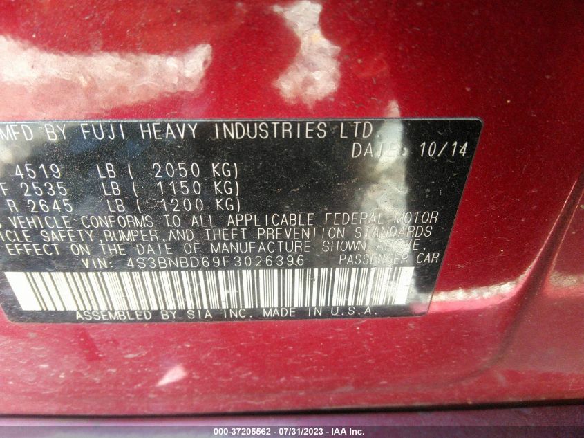 2015 SUBARU LEGACY 2.5I PREMIUM - 4S3BNBD69F3026396