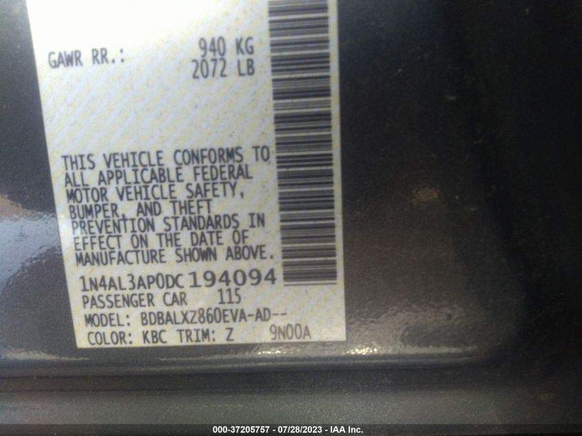 2013 NISSAN ALTIMA 2.5 SL - 1N4AL3AP0DC194094
