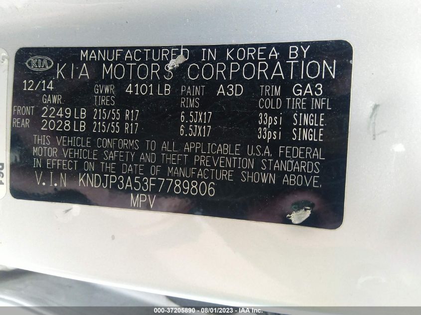 2015 KIA SOUL + - KNDJP3A53F7789806