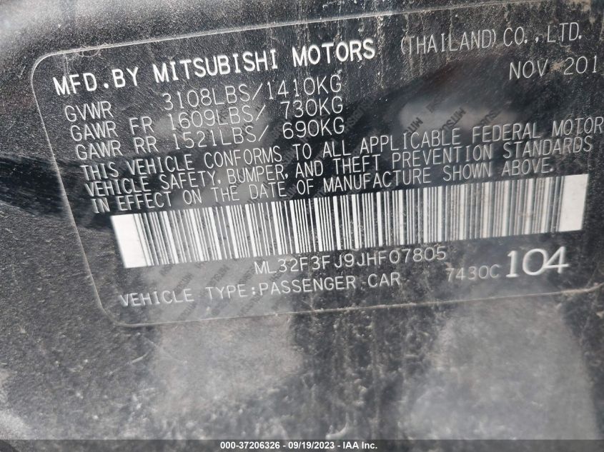 2018 MITSUBISHI MIRAGE G4 ES - ML32F3FJ9JHF07805