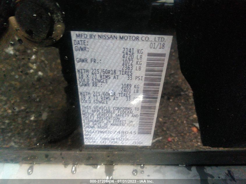 2018 NISSAN ROGUE SL - 5N1AT2MV0JC748045