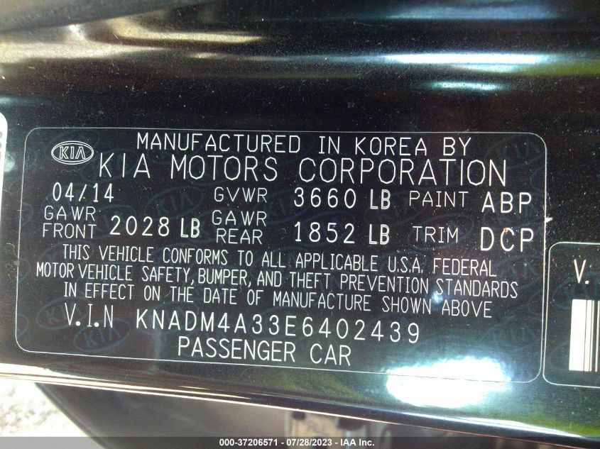 2014 KIA RIO LX - KNADM4A33E6402439