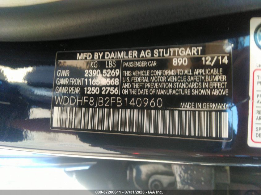 2015 MERCEDES-BENZ E-CLASS E 350 - WDDHF8JB2FB140960