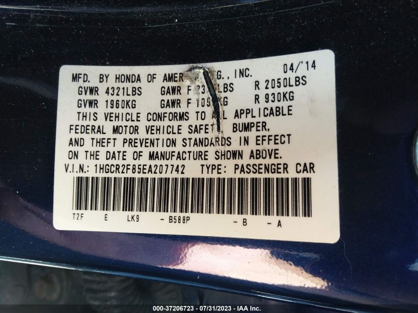 2014 HONDA ACCORD SEDAN EX-L - 1HGCR2F85EA207742