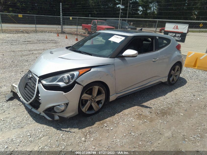 2013 HYUNDAI VELOSTER TURBO W/BLUE INT - KMHTC6AE6DU157494