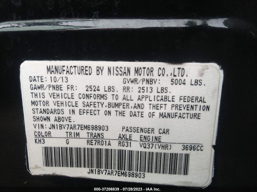 2014 INFINITI Q50 PREMIUM - JN1BV7AR7EM698903
