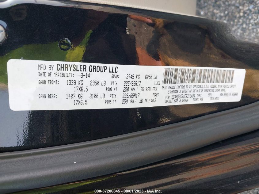 2014 DODGE GRAND CARAVAN SXT - 2C4RDGCG1ER316484