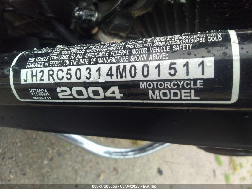 2004 HONDA VT750 CA - JH2RC50314M001511