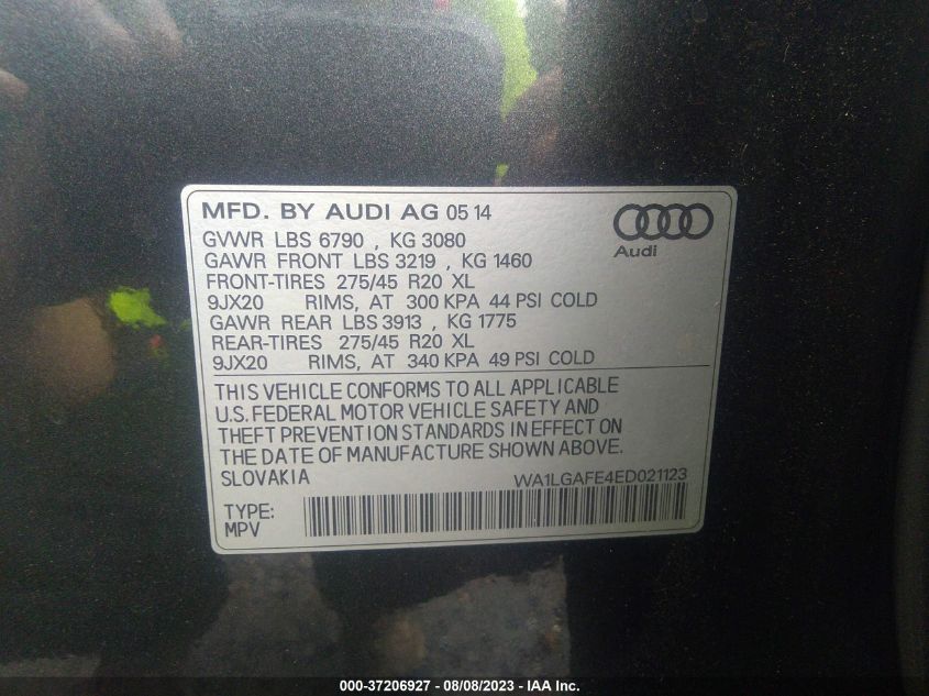 2014 AUDI Q7 3.0T PREMIUM PLUS - WA1LGAFE4ED021123