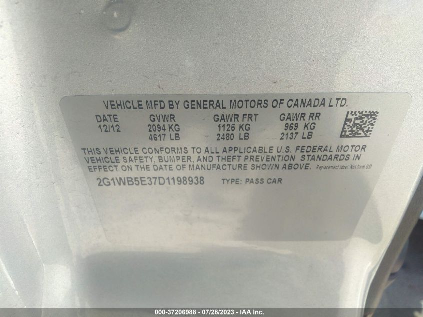 2013 CHEVROLET IMPALA LT - 2G1WB5E37D1198938
