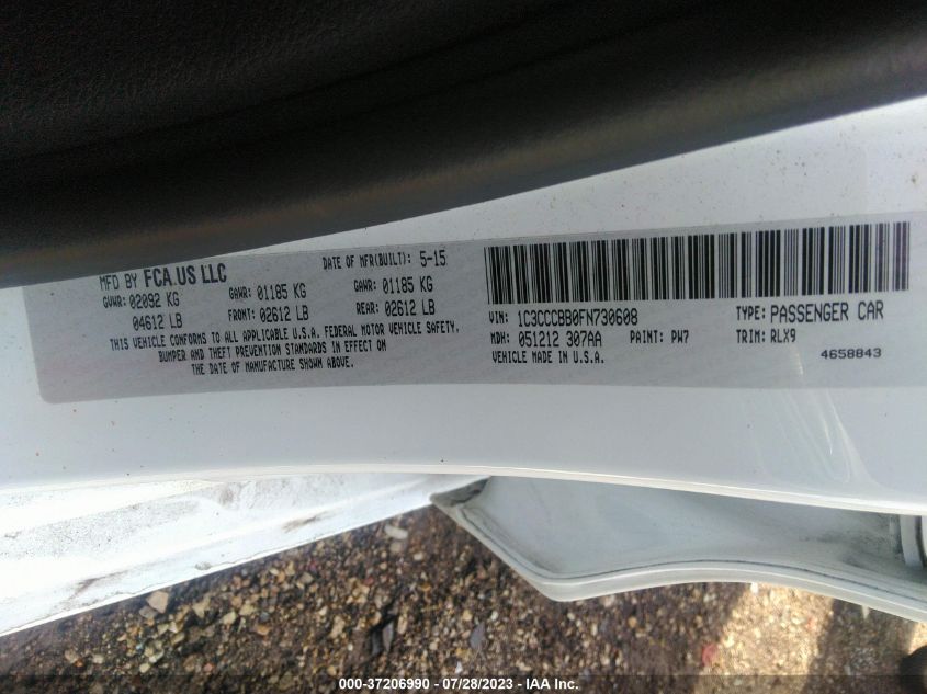 2015 CHRYSLER 200 S - 1C3CCCBB0FN730608