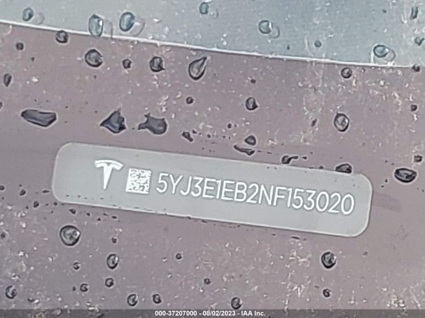 2022 TESLA MODEL 3 LONG RANGE - 5YJ3E1EB2NF153020