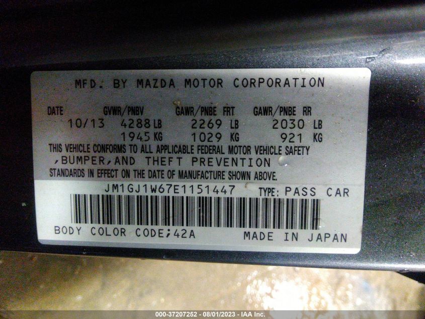 2014 MAZDA MAZDA6 I GRAND TOURING - JM1GJ1W67E1151447