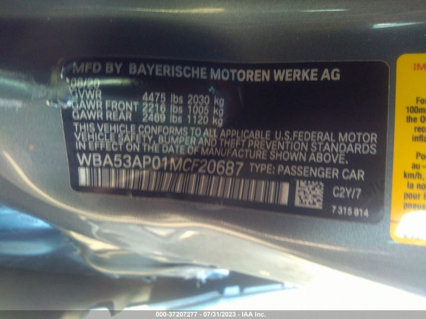 WBA53AP01MCF20687 BMW 4 Series 430I 9