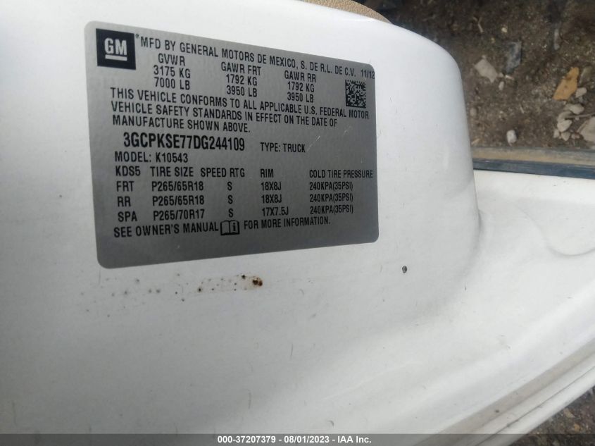 2013 CHEVROLET SILVERADO 1500 LT - 3GCPKSE77DG244109