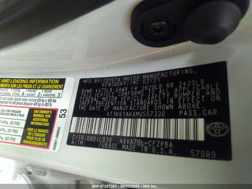 2021 TOYOTA CAMRY XSE - 4T1K61AKXMU557330